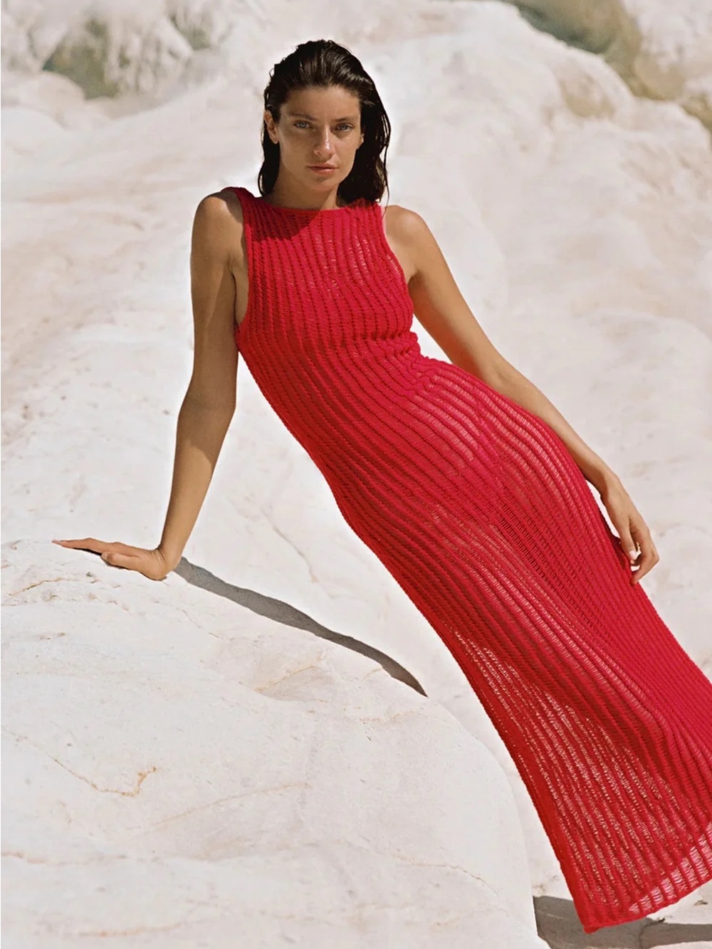 Zulu & Zephyr Red Crochet Coverup Dress